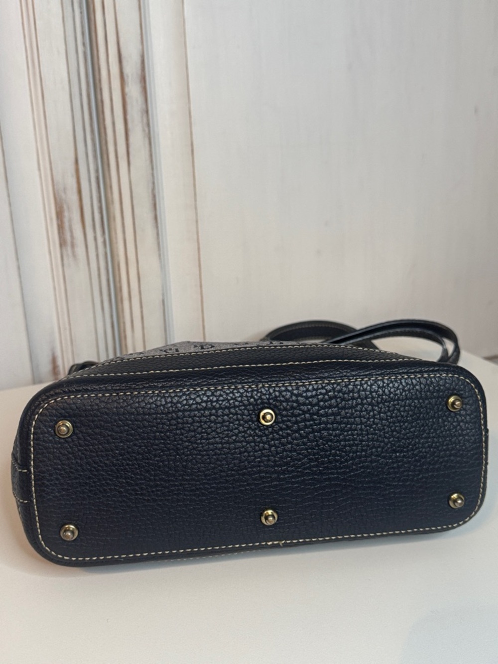 Dooney & Bourke Signature Monogram Canvas Leather Trim Hobo Shoulder Bag Black - Picture 3 of 5